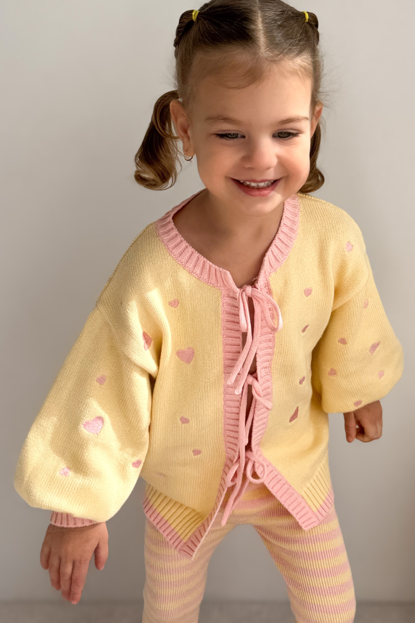 Heart Tie Up Cardigan ✿ Pink Lemonade - PRE ORDER