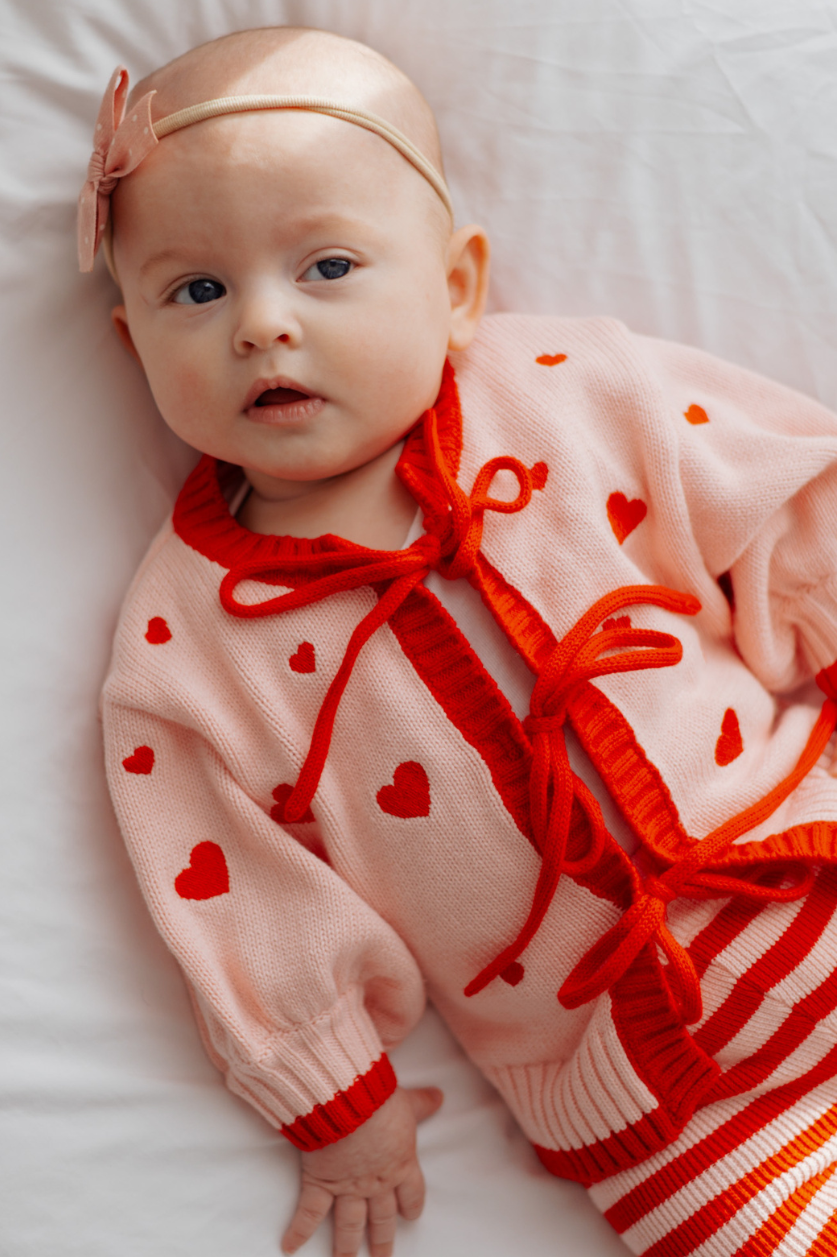Heart Tie Up Cardigan ✿ Berry