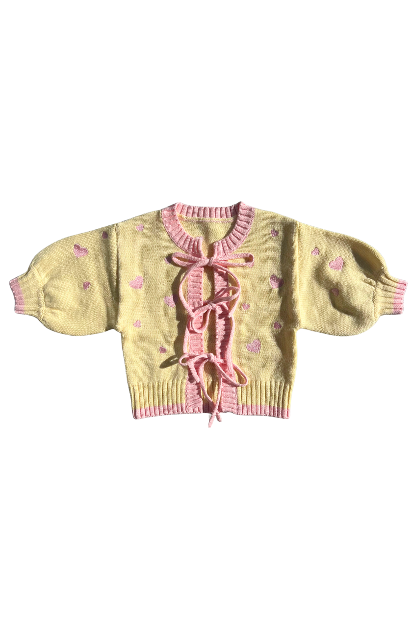 Heart Tie Up Cardigan ✿ Pink Lemonade - PRE ORDER