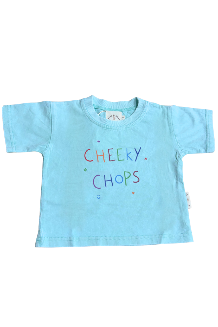Cheeky Chops Tee ✿ Washed Blue