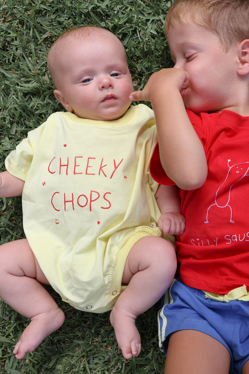 Cheeky Chops Oversized Romper ✿ Lemon