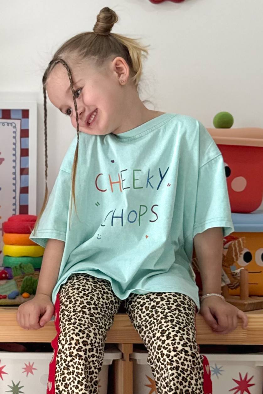 Cheeky Chops Tee ✿ Washed Blue
