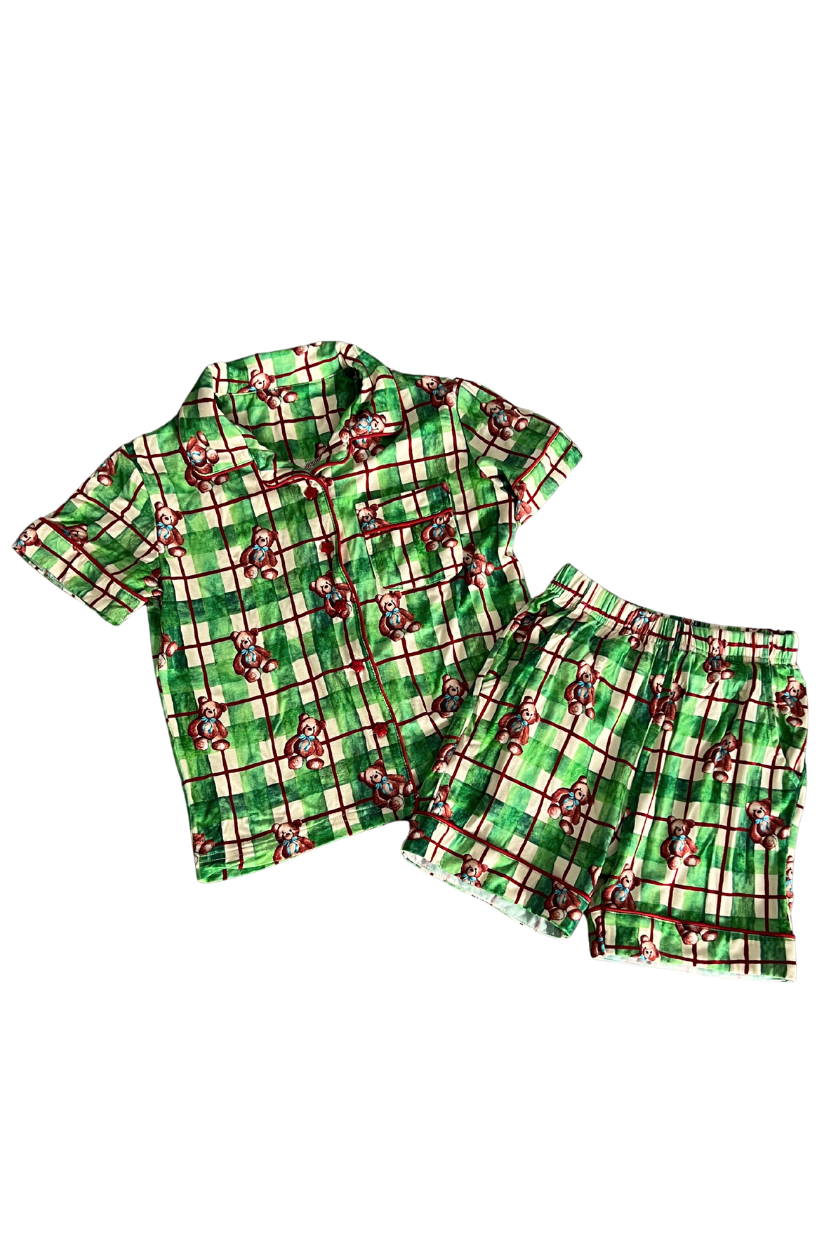 Short Pyjama Set ✿ Teddy Tartan