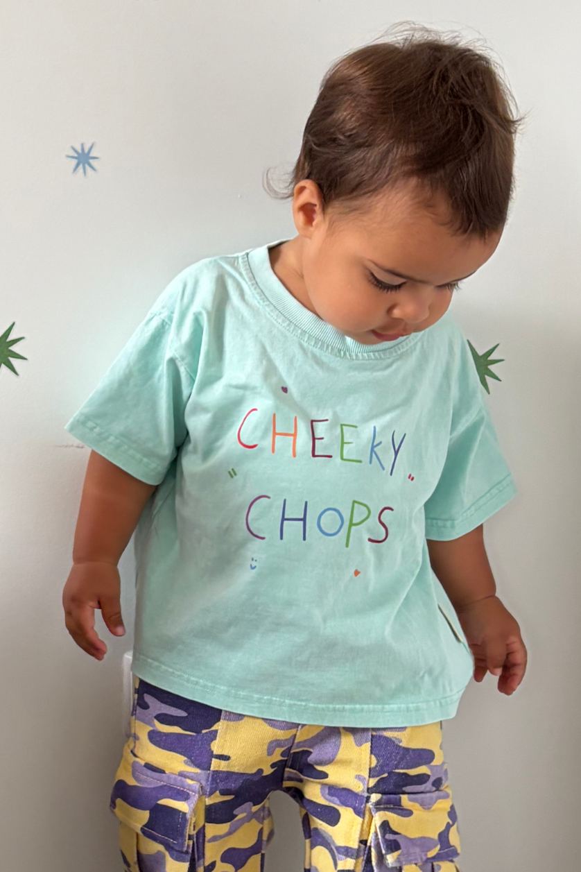 Cheeky Chops Tee ✿ Washed Blue