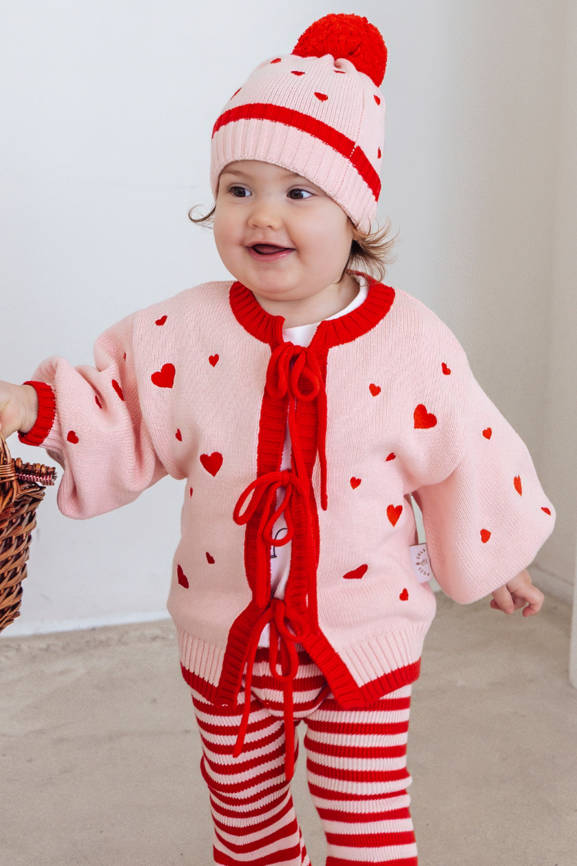 Heart Tie Up Cardigan ✿ Berry