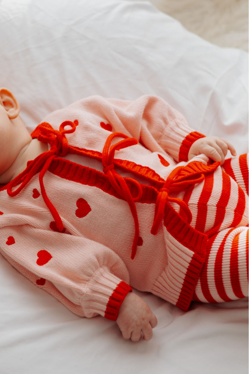 Heart Tie Up Cardigan ✿ Berry
