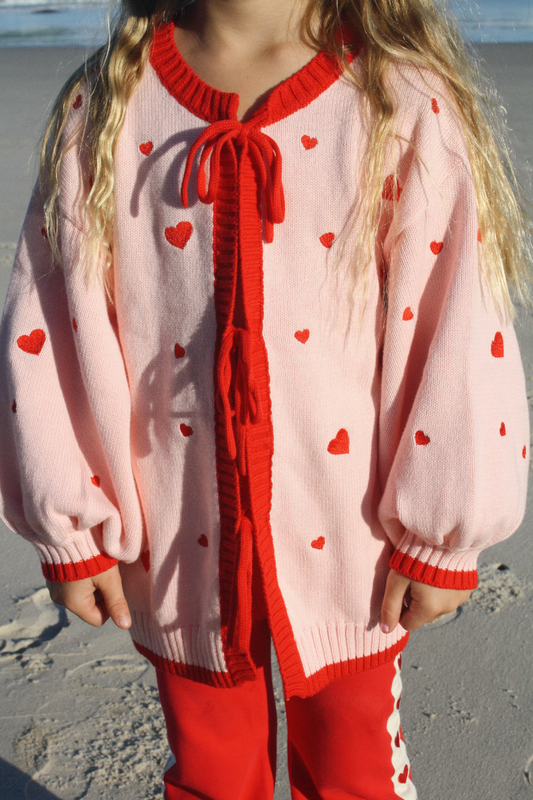 Heart Tie Up Cardigan ✿ Berry