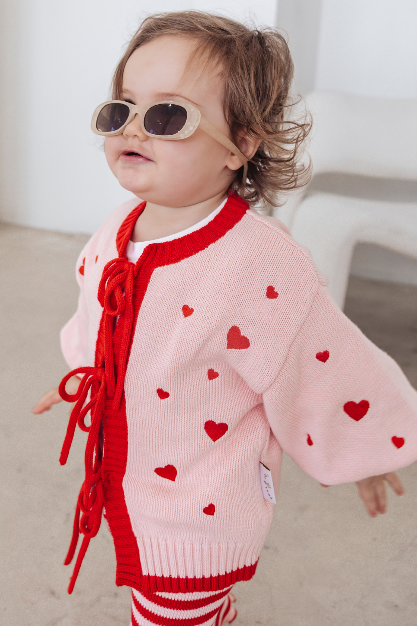 Heart Tie Up Cardigan ✿ Berry