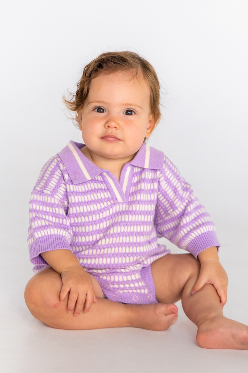 Oversized Polo Romper ✿ Grape