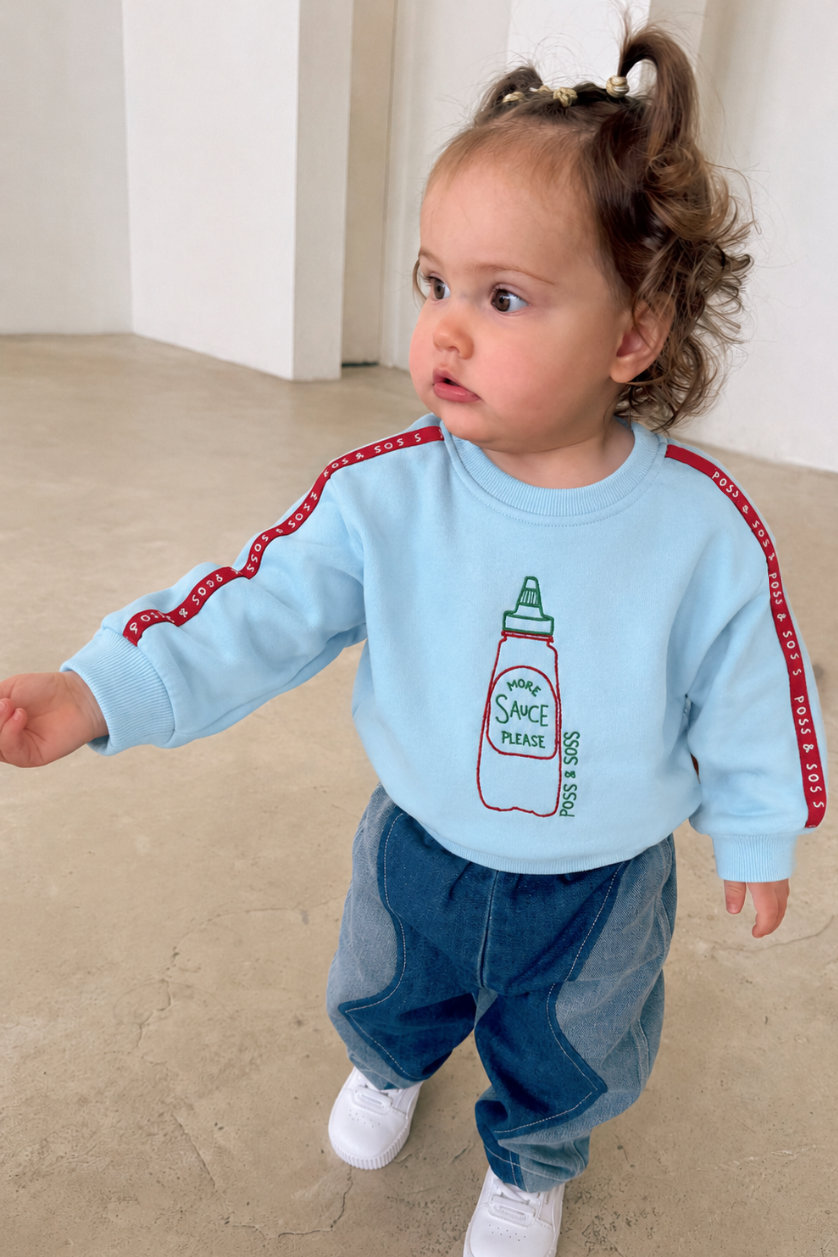 More Sauce Please Jumper ✿ Baby Blue