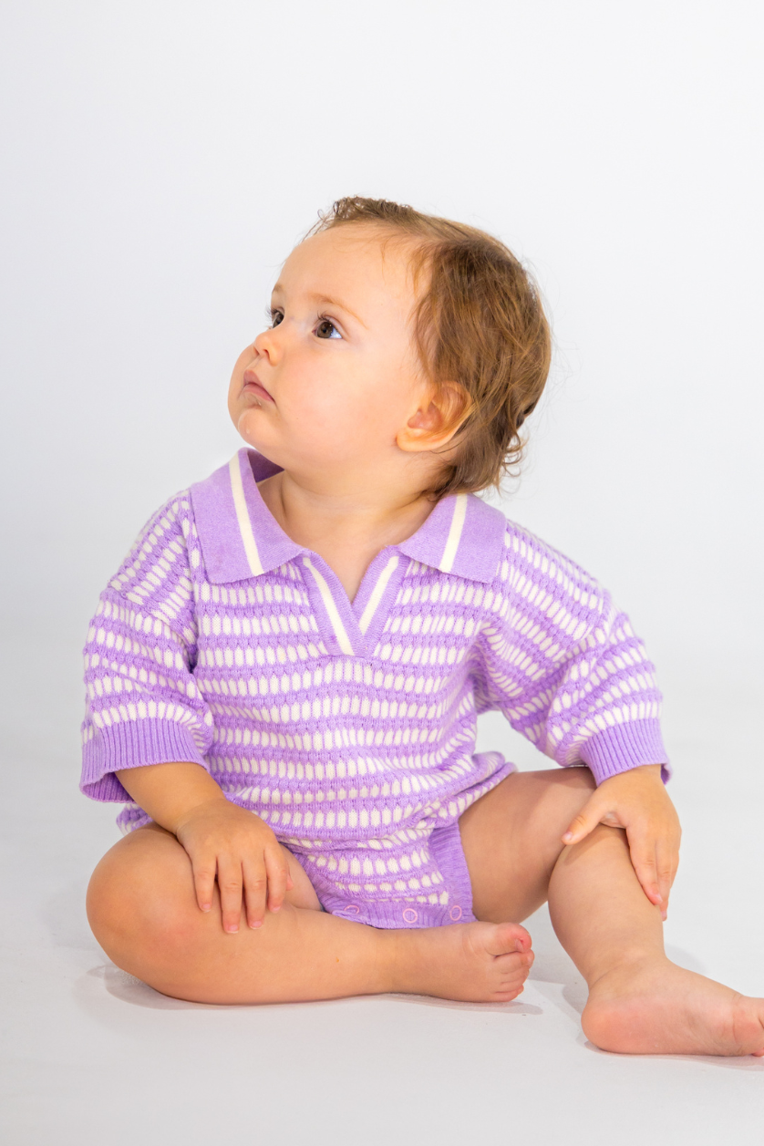 Oversized Polo Romper ✿ Grape