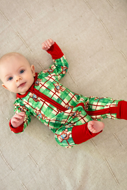 Zip Romper ✿ Teddy Tartan