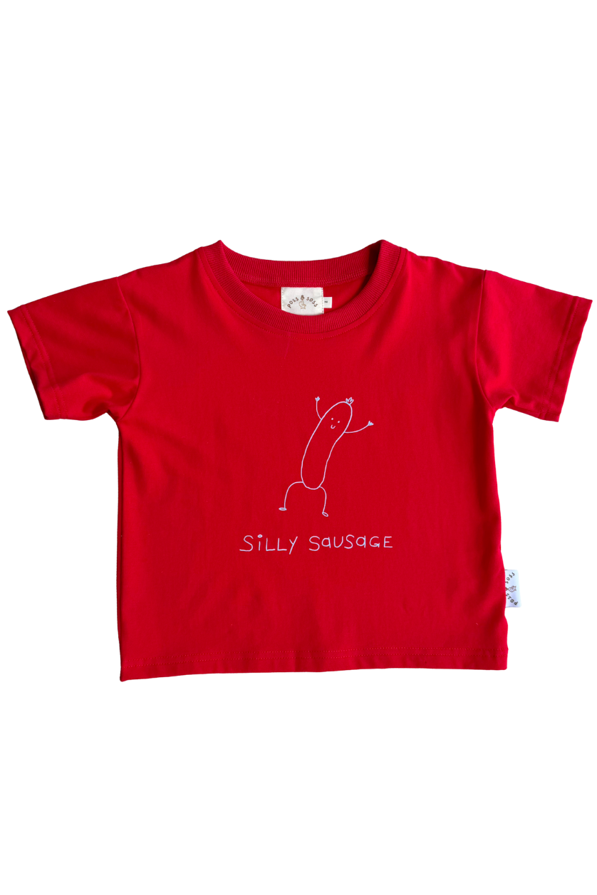 Silly Sausage Tee ✿ Fiery Red