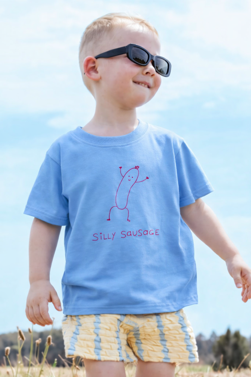 Silly Sausage Tee ✿ Sky Blue