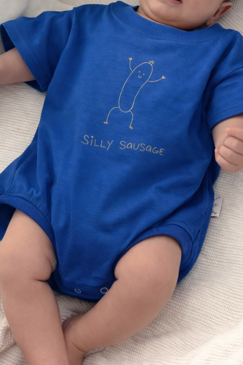 Silly Sausage Oversized Romper ✿ Cobalt