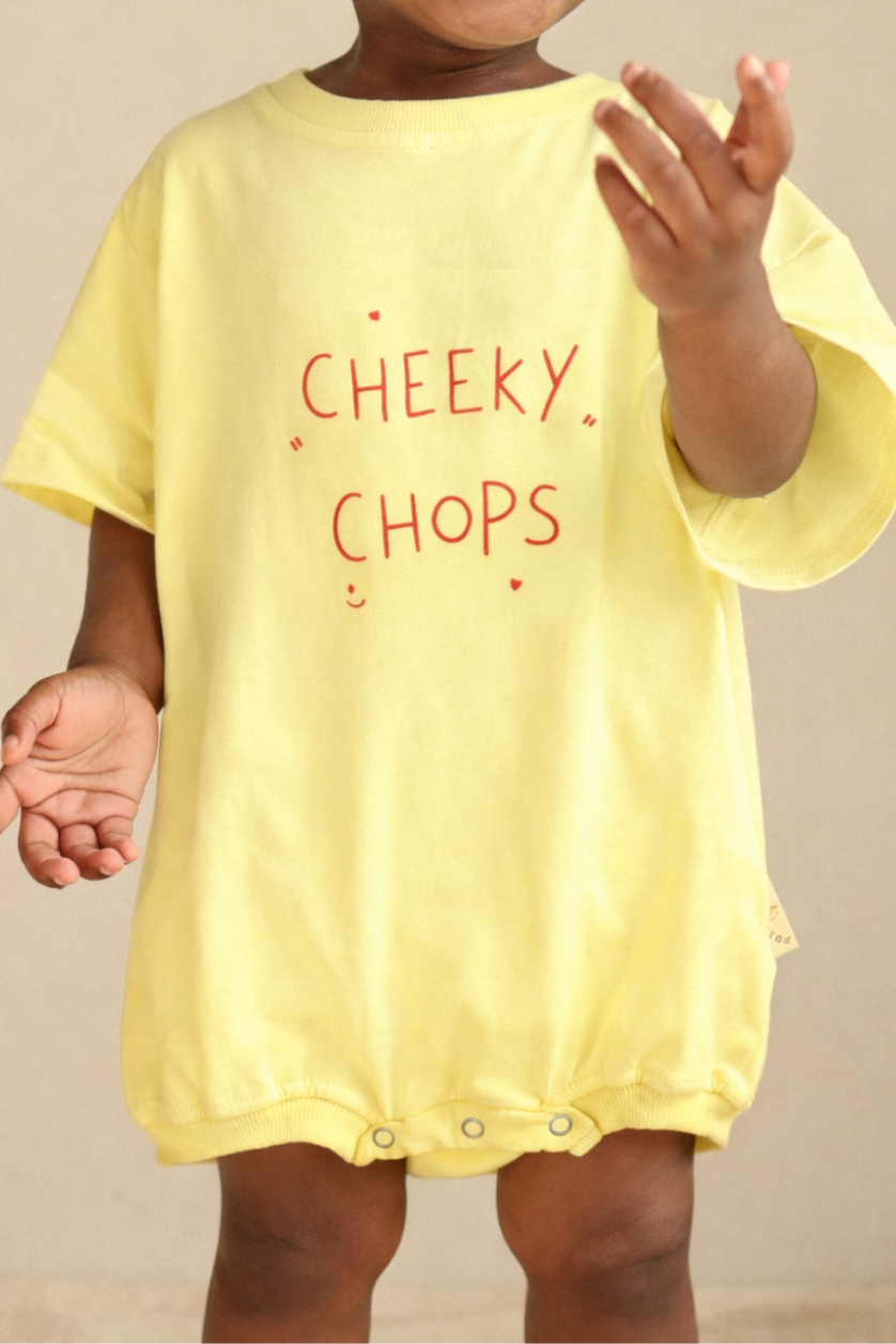 Cheeky Chops Oversized Romper ✿ Lemon