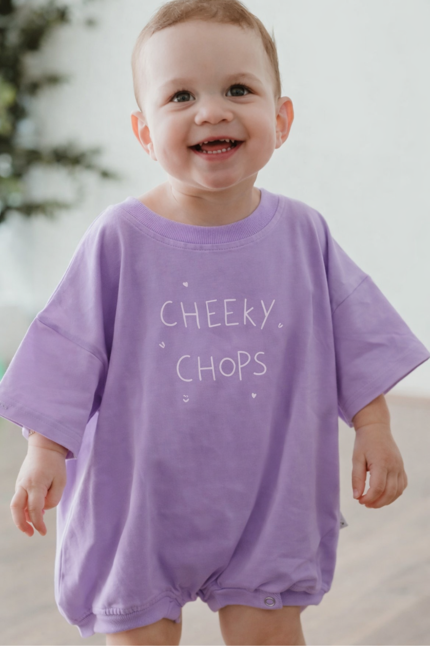 Cheeky Chops Oversized Romper ✿ Lavender