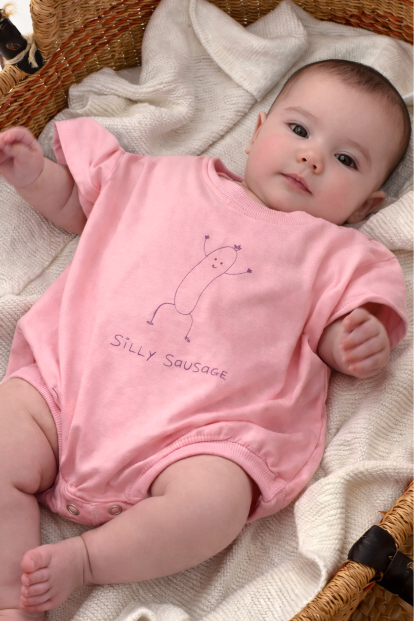 Silly Sausage Oversized Romper ✿ Strawberry Sorbet