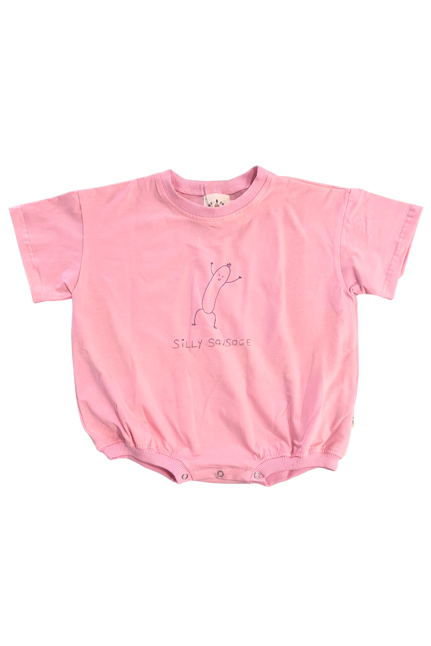 Silly Sausage Oversized Romper ✿ Strawberry Sorbet