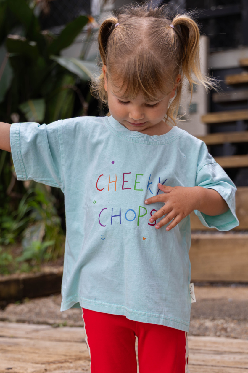 Cheeky Chops Tee ✿ Washed Blue