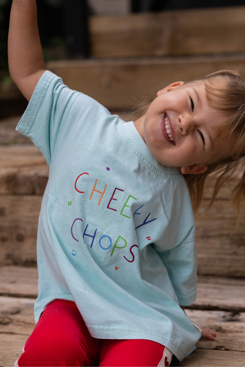 Cheeky Chops Tee ✿ Washed Blue