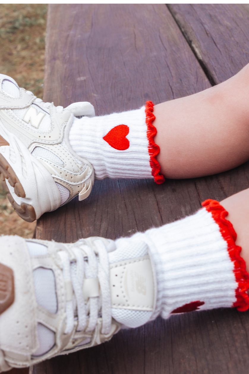 Heart Socks ✿ Fiery Red